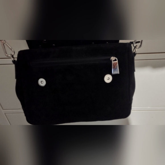 PRUNE . Black suede and bovine leather dotted snap front zipper prune purse. - Picture 6 of 15